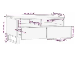 Mesa De Centro|vidaxl Mesa de centro com gaveta Marrom e Preto 80 x 54 x 40 cm Castanho