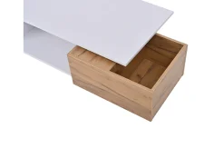 Online Hauss Spole Mesa de centro com gaveta giratória - Tampo com acabamento brilhante - e madeira Branco