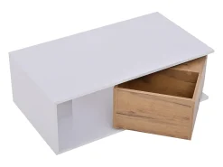 Online Hauss Spole Mesa de centro com gaveta giratória - Tampo com acabamento brilhante - e madeira Branco