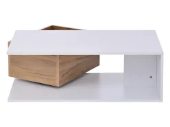 Online Hauss Spole Mesa de centro com gaveta giratória - Tampo com acabamento brilhante - e madeira Branco