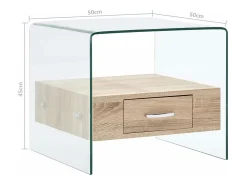 Mesa De Centro*vidaxl Mesa de centro com gaveta 50x50x45 cm vidro temperado Transparente