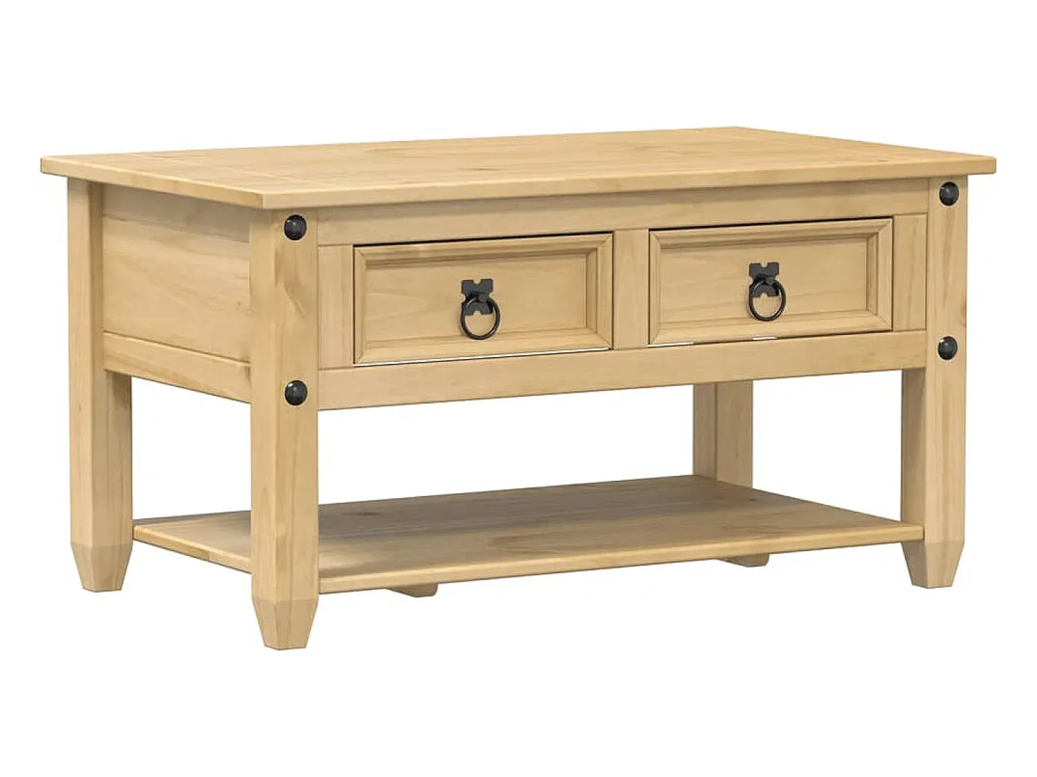 Best vidaxl Mesa de centro com gavetas Corona 85x50x45 cm pinho maciço Natural claro