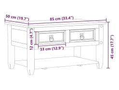 Best vidaxl Mesa de centro com gavetas Corona 85x50x45 cm pinho maciço Natural claro
