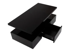Mesa de centro com gavetas, lacado de alto brilho, mesa com dois níveis de arrumação, luz LED, 100 C x 50 L x 39 A cm^ Mesa De Centro