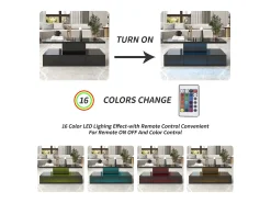 Mesa de centro com gavetas, lacado de alto brilho, mesa com dois níveis de arrumação, luz LED, 100 C x 50 L x 39 A cm^ Mesa De Centro
