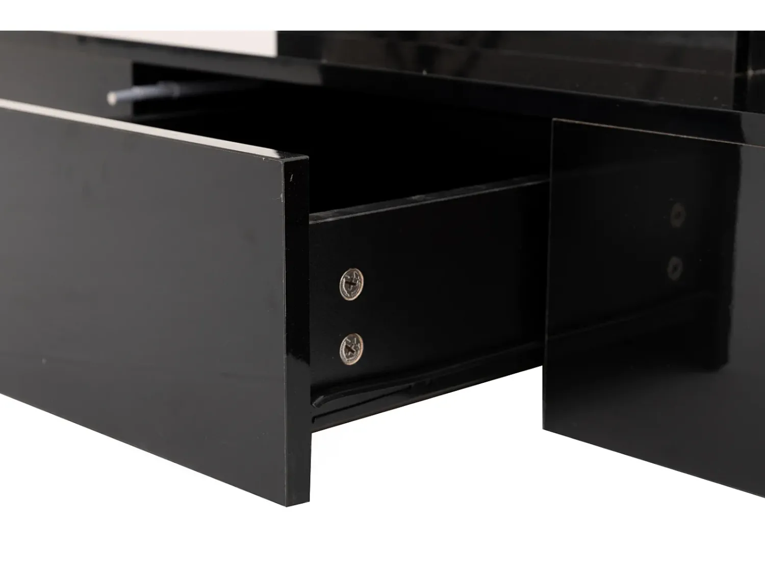 Mesa de centro com gavetas, lacado de alto brilho, mesa com dois níveis de arrumação, luz LED, 100 C x 50 L x 39 A cm^ Mesa De Centro