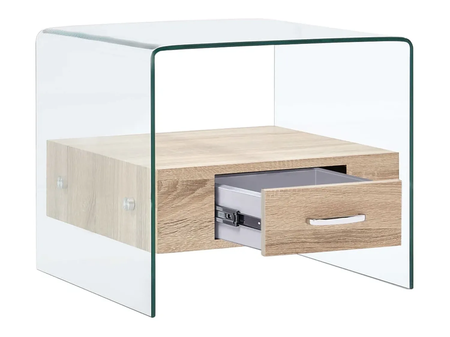 Mesa De Centro| Mesa de centro com gaveta 50x50x45 cm vidro temperado PT490491 Transparente
