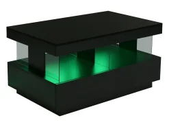 Mesa De Centro|Hauss Spole Mesa de centro com iluminação LED e 2 gavetas - Acabamento em brilhante Preto