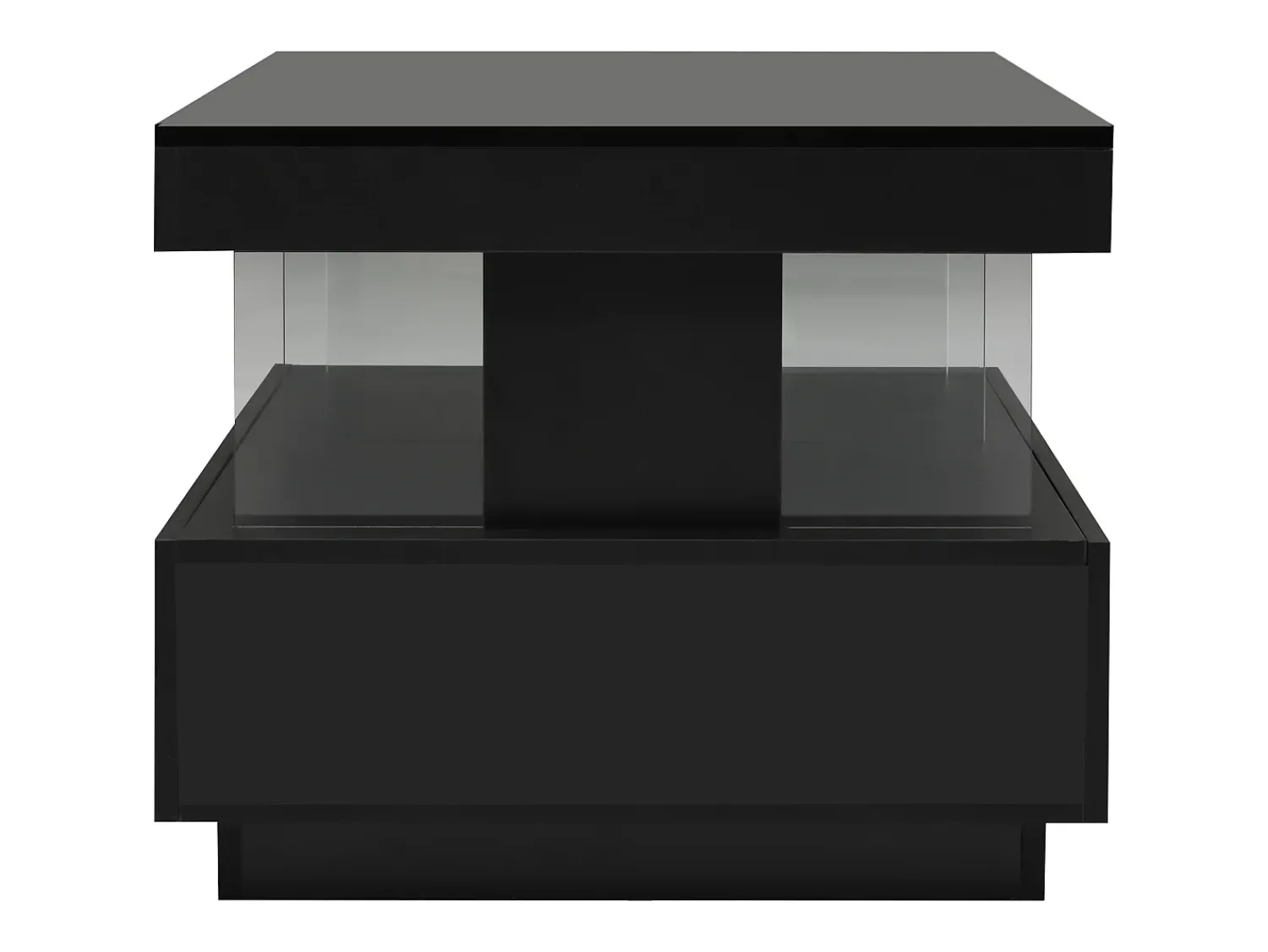 Mesa De Centro|Hauss Spole Mesa de centro com iluminação LED e 2 gavetas - Acabamento em brilhante Preto