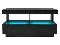 Mesa De Centro|Hauss Spole Mesa de centro com iluminação LED e 2 gavetas - Acabamento em brilhante Preto