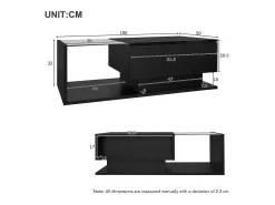 Online Hauss Spole Mesa de centro com iluminação LED e 1 gaveta - Acabamento em brilhante - Tampo semi-transparente Preto