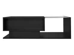 Online Hauss Spole Mesa de centro com iluminação LED e 1 gaveta - Acabamento em brilhante - Tampo semi-transparente Preto