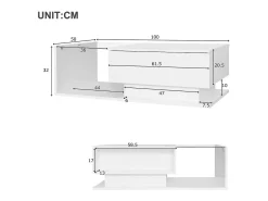 Hot ModernLuxe Mesa de centro com iluminação LED - com tampo de vidro e gavetas - Branca Branco