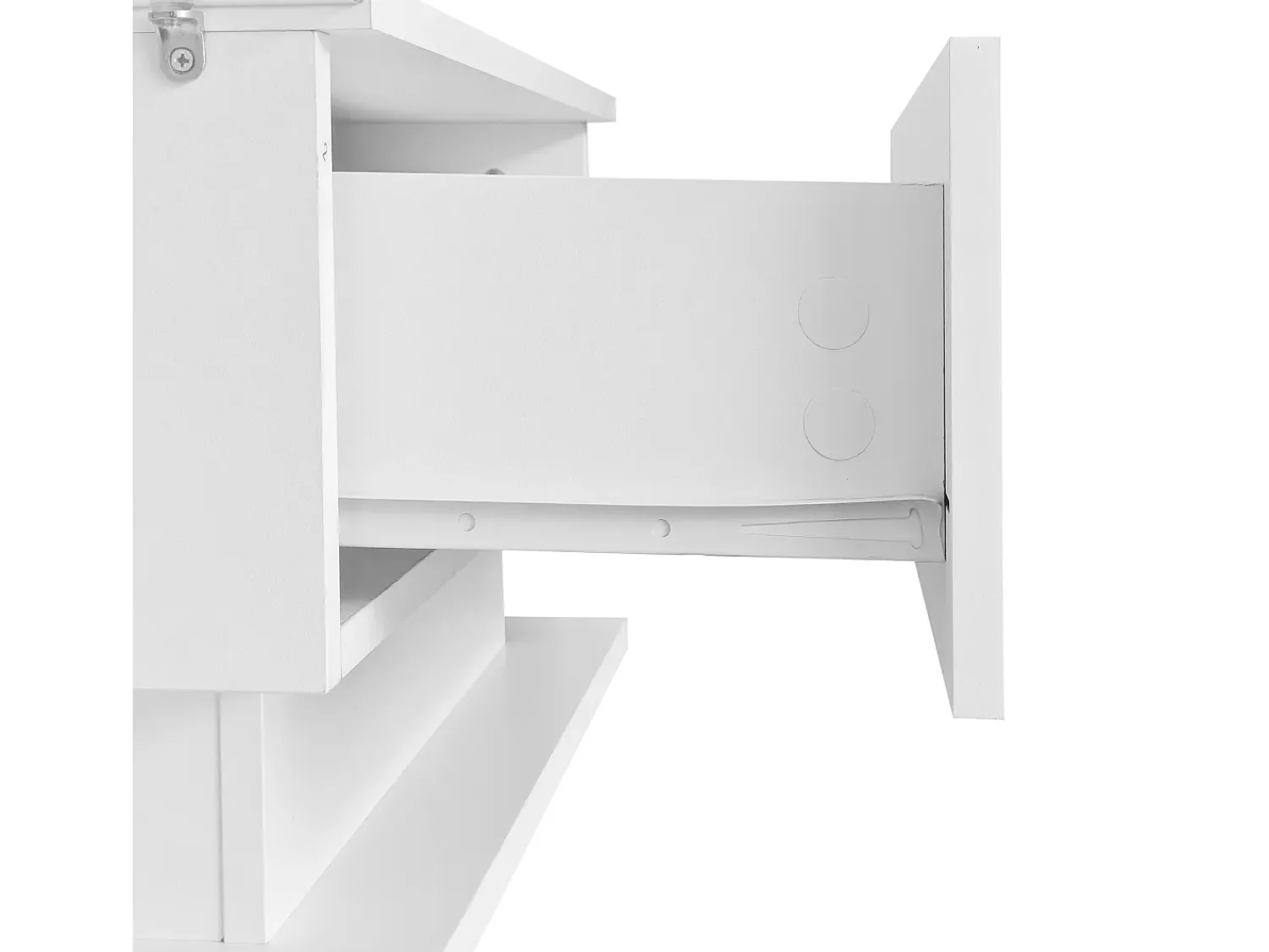 Hot ModernLuxe Mesa de centro com iluminação LED - com tampo de vidro e gavetas - Branca Branco