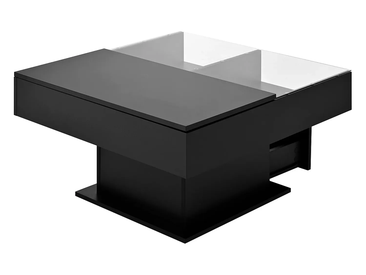 Best Mesa de centro com iluminação LED - Mesa de centro com altura ajustável e uma gaveta - Arrumação aberta - Preto