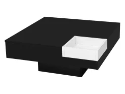 Sale Hauss Spole Mesa de centro com iluminação LED e caixa de arrumação amovível - Acabamento em brilhante Preto