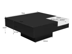 Sale Hauss Spole Mesa de centro com iluminação LED e caixa de arrumação amovível - Acabamento em brilhante Preto