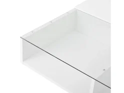 Mesa De Centro* Mesa de centro com iluminação LED - Mesa de centro com altura ajustável e uma gaveta - Arrumação aberta - Branco