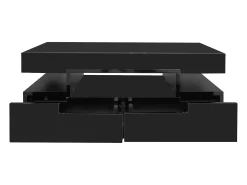 Hauss Spole Mesa de centro com iluminação LED e 4 gavetas - Acabamento brilhante - Madeira PB preta^ Mesa De Centro