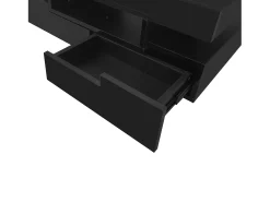Hauss Spole Mesa de centro com iluminação LED e 4 gavetas - Acabamento brilhante - Madeira PB preta^ Mesa De Centro