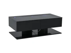 Hauss Spole Mesa de centro com iluminação LED em lacado , 100x50x35 cm, com 2 gavetas e tampo em vidro.^ Mesa De Centro