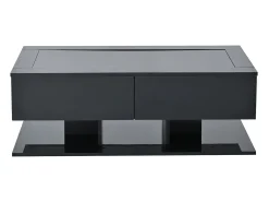 Hauss Spole Mesa de centro com iluminação LED em lacado , 100x50x35 cm, com 2 gavetas e tampo em vidro.^ Mesa De Centro