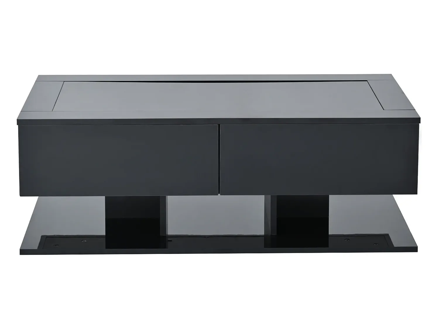 Hauss Spole Mesa de centro com iluminação LED em lacado , 100x50x35 cm, com 2 gavetas e tampo em vidro.^ Mesa De Centro