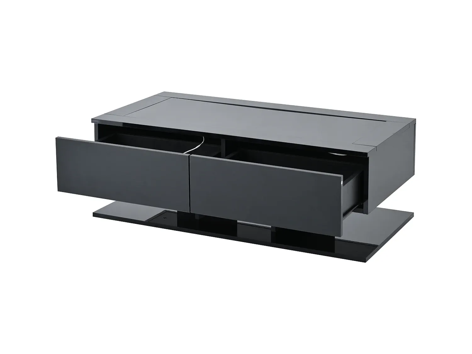 Hauss Spole Mesa de centro com iluminação LED em lacado , 100x50x35 cm, com 2 gavetas e tampo em vidro.^ Mesa De Centro