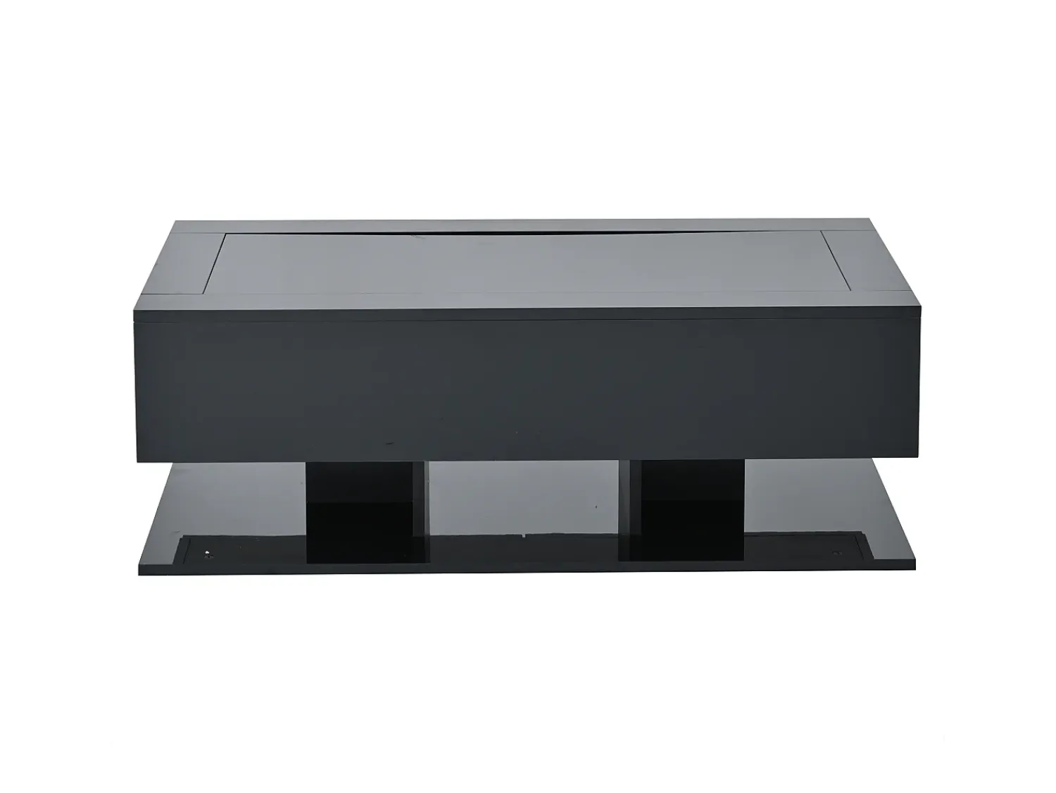 Hauss Spole Mesa de centro com iluminação LED em lacado , 100x50x35 cm, com 2 gavetas e tampo em vidro.^ Mesa De Centro