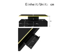 New Mesa de centro com iluminação LED, mesa com gavetas, mesa lateral com duas prateleiras, preta Preto