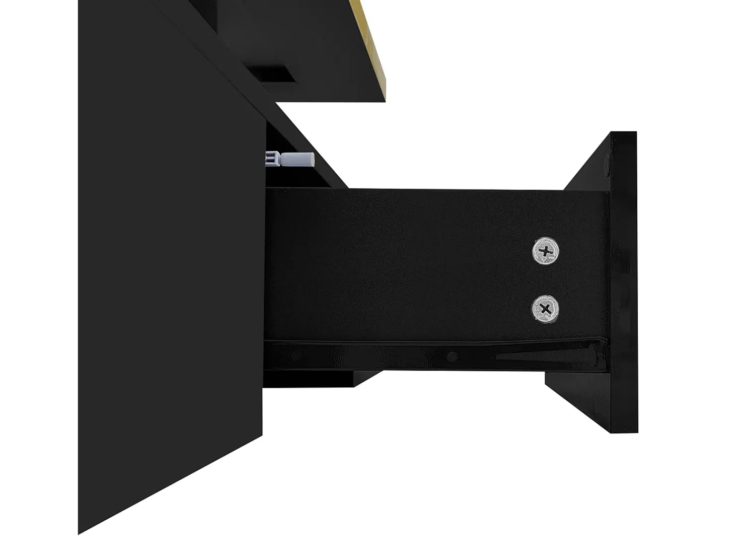 New Mesa de centro com iluminação LED, mesa com gavetas, mesa lateral com duas prateleiras, preta Preto