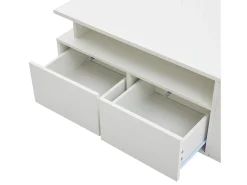 Mesa De Centro* Mesa de centro com iluminação LED, mesa de sofá brilhante com 2 gavetas, 100 x 50 x 35 cm, para sala de estar, branca. Branco