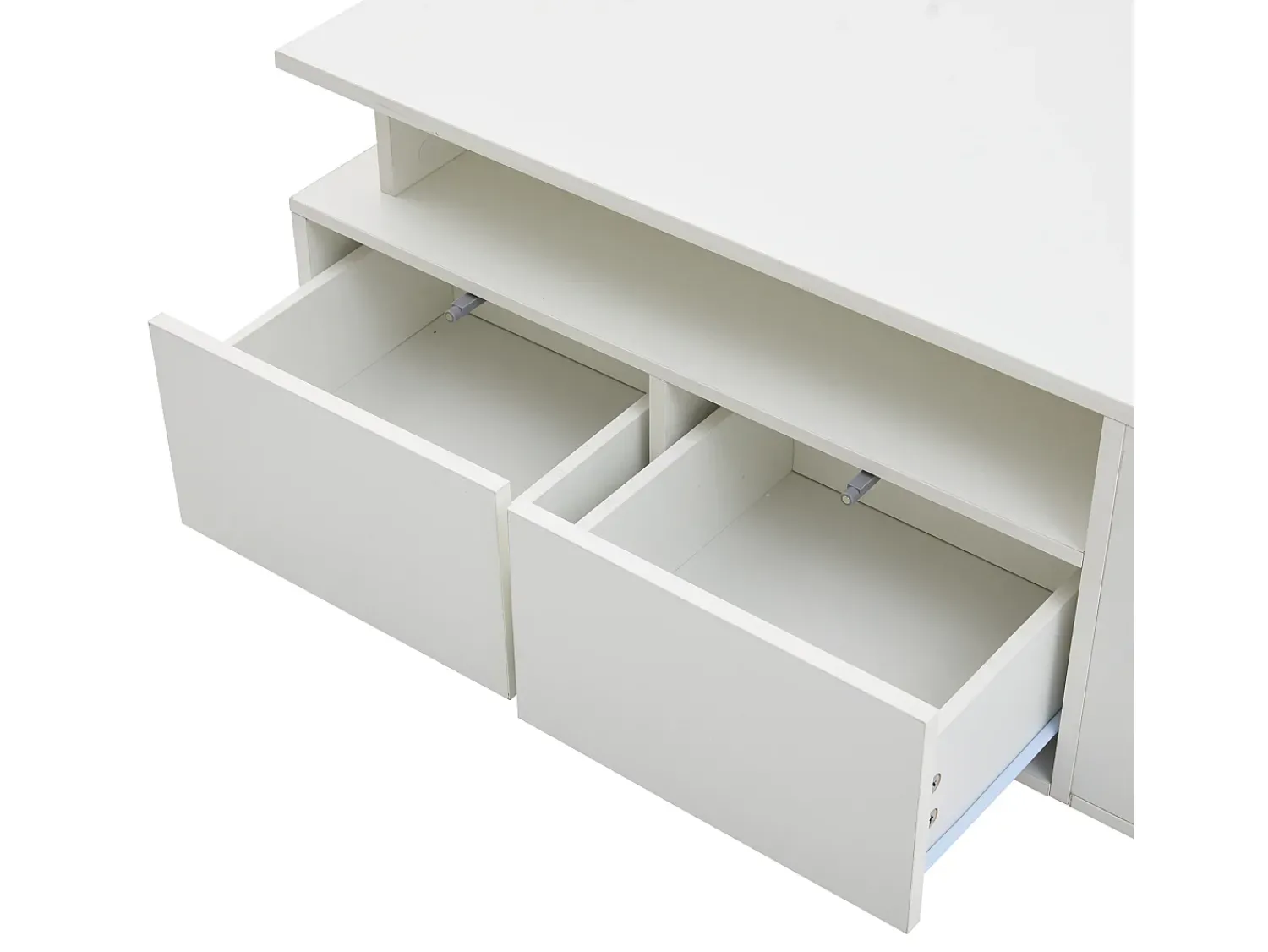Mesa De Centro* Mesa de centro com iluminação LED, mesa de sofá brilhante com 2 gavetas, 100 x 50 x 35 cm, para sala de estar, branca. Branco