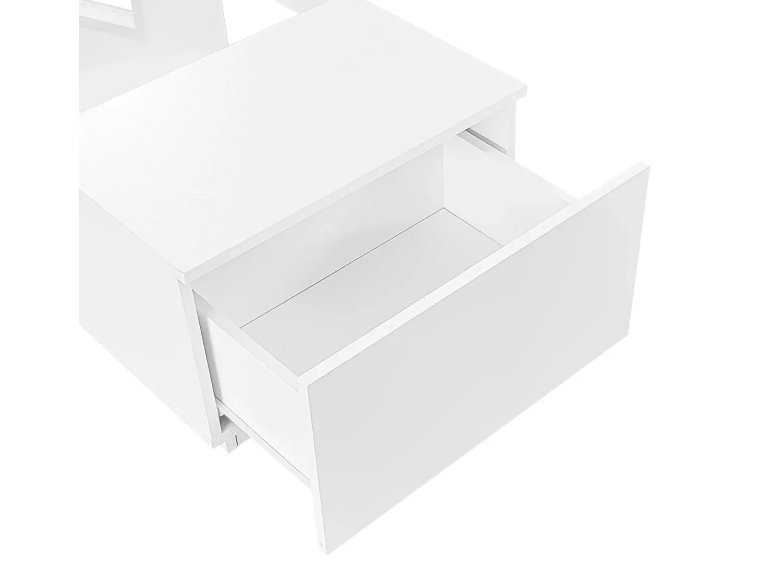 Mesa De Centro|ModernLuxe Mesa de centro com LED - 2 gavetas e 1 compartimento aberto - Branco