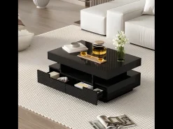 ModernLuxe Mesa de centro com LED - acabamento brilhante - 4 gavetas frontais e traseiras -^ Mesa De Centro