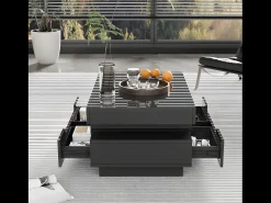 ModernLuxe Mesa de centro com LED - acabamento brilhante - 4 gavetas frontais e traseiras -^ Mesa De Centro