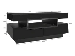 ModernLuxe Mesa de centro com LED - acabamento brilhante - 4 gavetas frontais e traseiras -^ Mesa De Centro