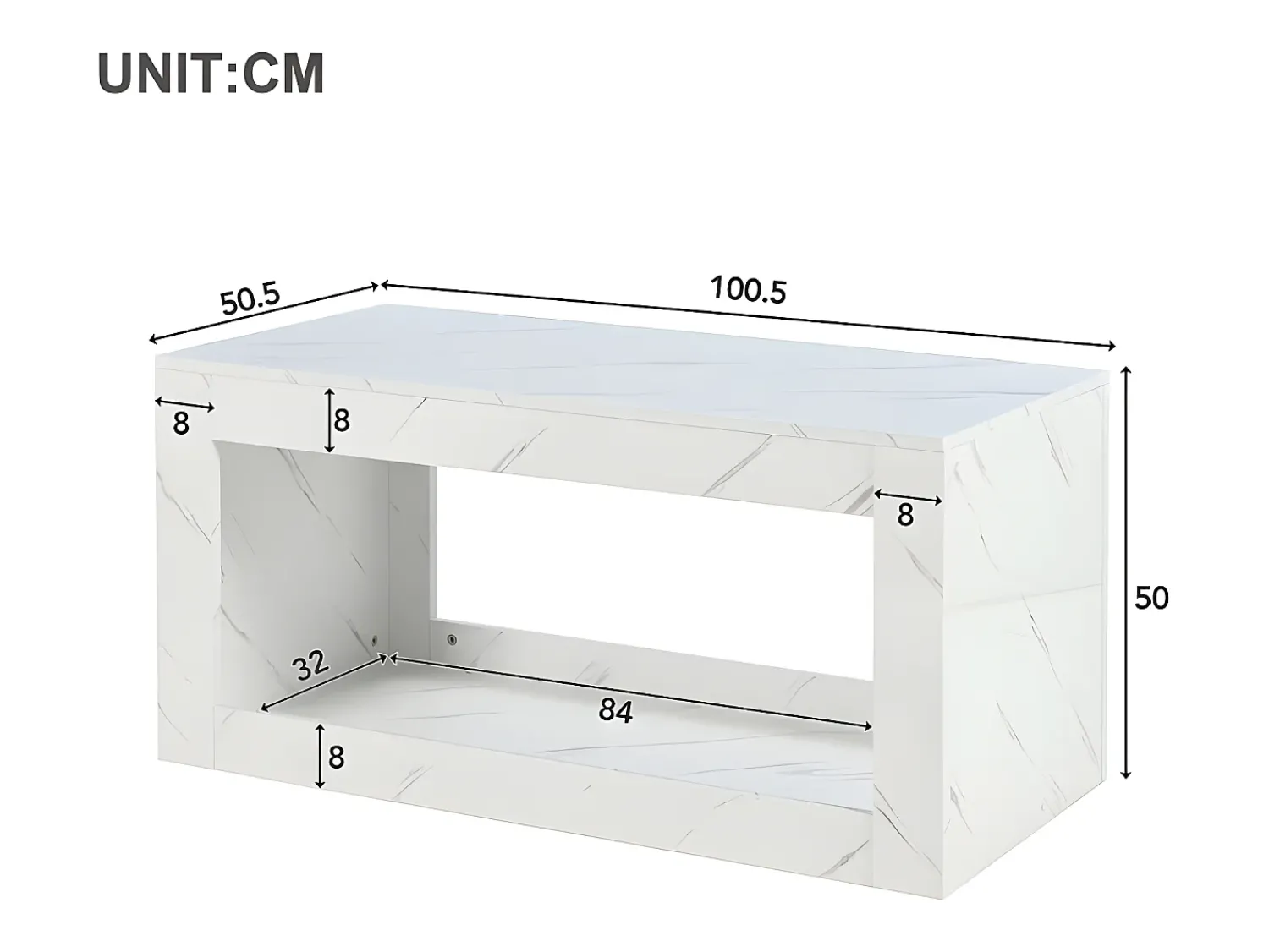 Mesa De Centro|ModernLuxe Mesa de centro com LED - aglomerado - Branco