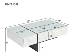 Mesa De Centro*ModernLuxe Mesa de centro com LED - banhado a mármore - Branco