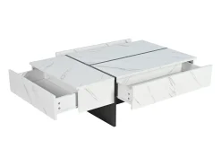 Mesa De Centro*ModernLuxe Mesa de centro com LED - banhado a mármore - Branco