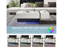 Mesa De Centro*ModernLuxe Mesa de centro com LED - banhado a mármore - Branco