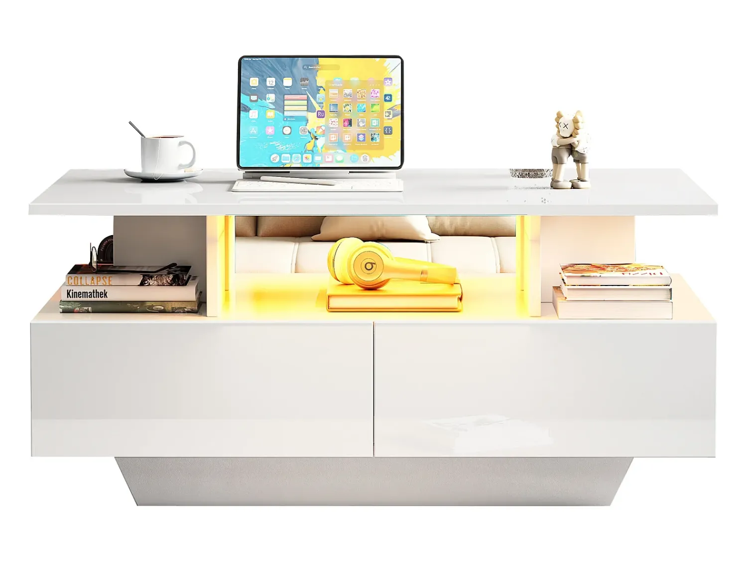 ModernLuxe Mesa de centro com LED - com 2 gavetas -^ Mesa De Centro