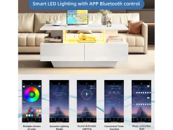 ModernLuxe Mesa de centro com LED - com 2 gavetas -^ Mesa De Centro