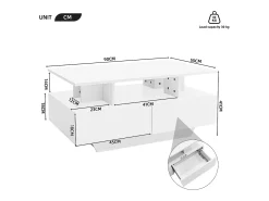 ModernLuxe Mesa de centro com LED - com 2 gavetas -^ Mesa De Centro