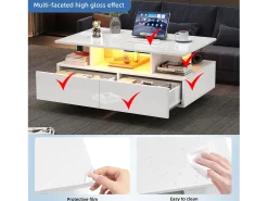 ModernLuxe Mesa de centro com LED - com 2 gavetas -^ Mesa De Centro