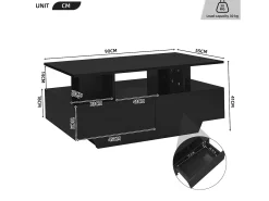 Mesa De Centro*ModernLuxe Mesa de centro com LED - com 2 gavetas - Preto