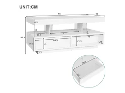 Best ModernLuxe Mesa de centro com LED - gaveta e compartimentos abertos - Branco