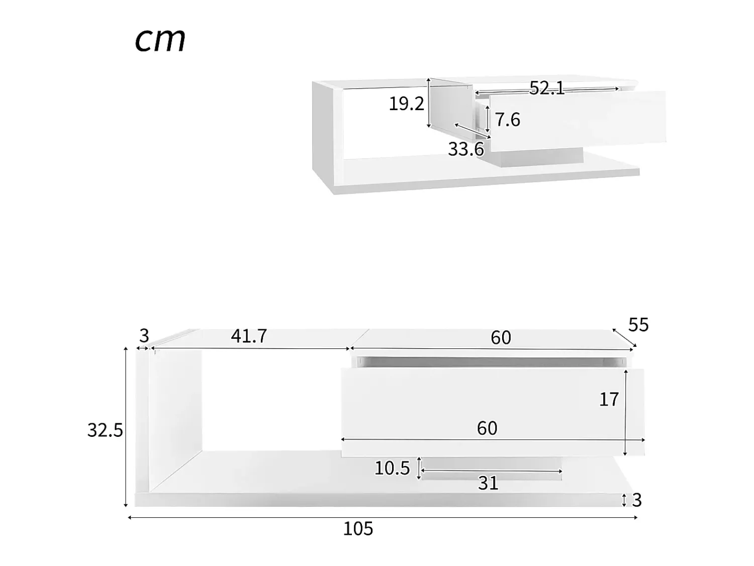 Mesa De Centro|ModernLuxe Mesa de centro com LED - vidro e aglomerado - Branco