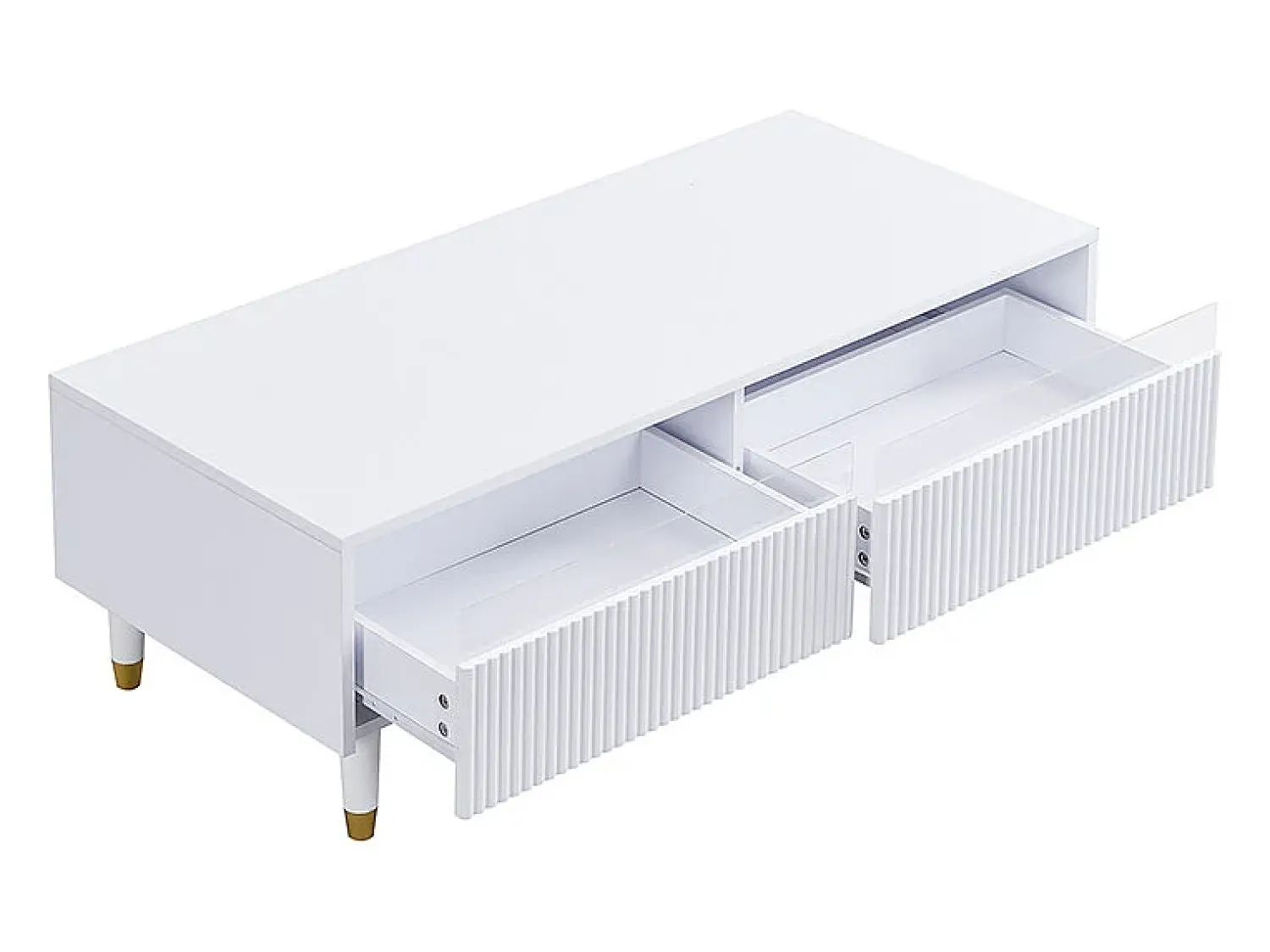 Mesa De Centro* Mesa de centro com LED, 110 x 50 x 40 cm, mesa de sala de estar com 2 gavetas e frente em acrílico, branca. Branco
