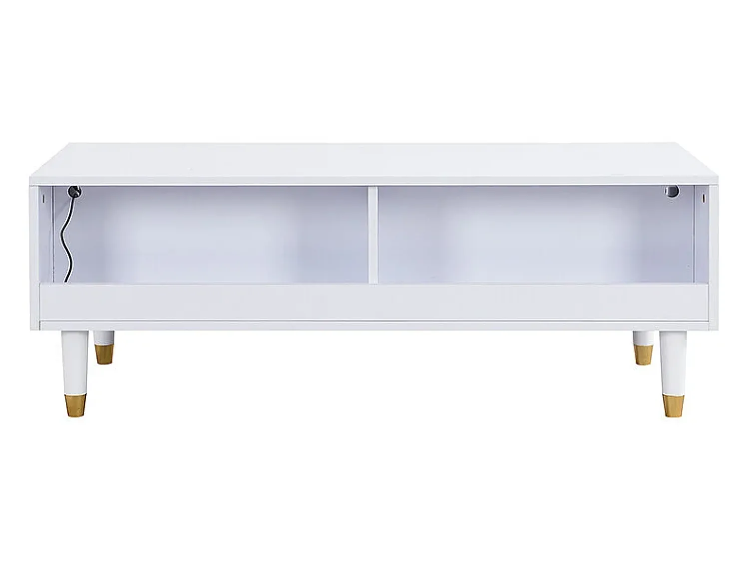 Mesa De Centro* Mesa de centro com LED, 110 x 50 x 40 cm, mesa de sala de estar com 2 gavetas e frente em acrílico, branca. Branco
